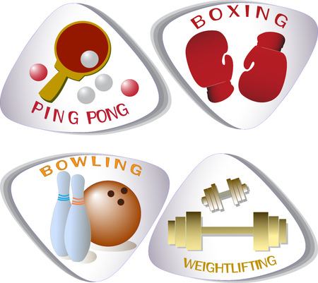 Four vector icons. Ping-pong. Boxing. Bowling. Weightlifting.のイラスト素材