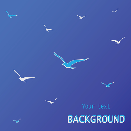 Sea. Seagulls. Blue background ..のイラスト素材