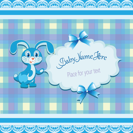 Funny bunny baby shower card.のイラスト素材