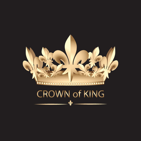 CROWN OF KING. Emblem. Abstract luxury, royal golden company logo icon vector design. Elegant crown, tiara, diadem premium symbol.のイラスト素材