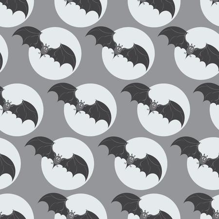 Bats in the Full Moon. Happy Halloween. Seamless pattern. Design for textiles, ceramics, and more.のイラスト素材