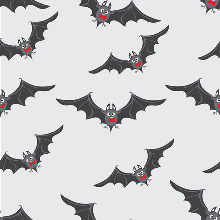 Bats with red bow ties. Happy Halloween. Seamless pattern. Design for textiles, ceramics, packaging materials.のイラスト素材