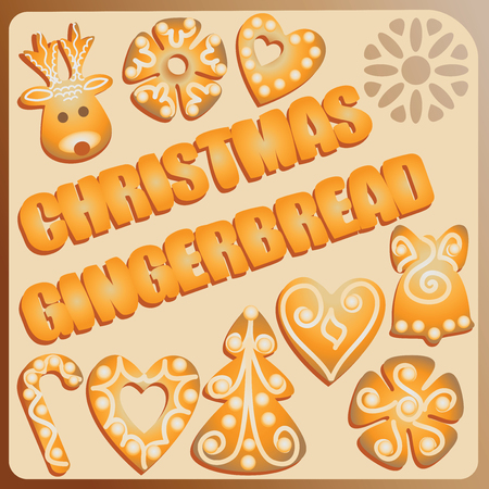Napkin with CHRISTMAS GINGERBREAD. Design for banner, poster, leaflets, flyers.のイラスト素材