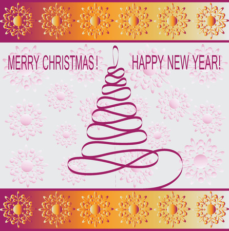 Christmas tree ribbon. Design greeting card, banner, poster.のイラスト素材