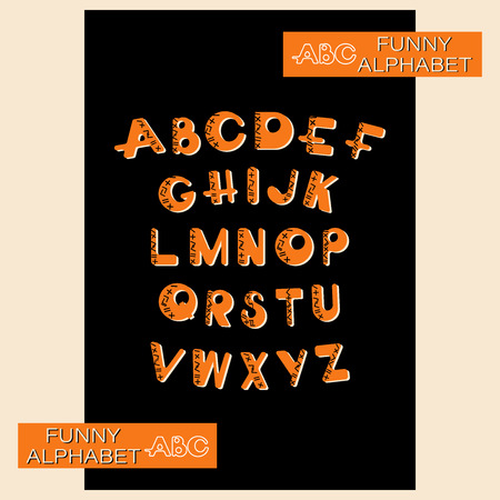 Bright orange Upper case alphabet font designのイラスト素材