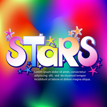 Stars. Inscription on a holographic background. Poster with space for text.のイラスト素材