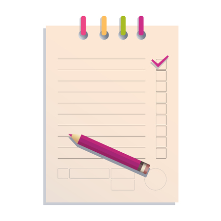 Checklist and pencil icon. Flat style.  Make a list, isolated on white background. Place for text. Vector illustration.のイラスト素材