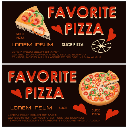 FAVORITE PIZZA Poster design vector illustration setのイラスト素材