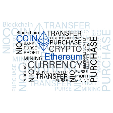 Ethereum. CRYPTO CURRENCY. Virtual Currency. Set in concept of business, finance. Flat Thin line designed vector text on white background. Posterのイラスト素材