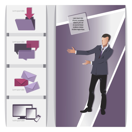 Office concept business. Businessman character design. Creative design of the site, office, template. Concept of web page design for a website and mobile websites. Easy to edit and customize.のイラスト素材