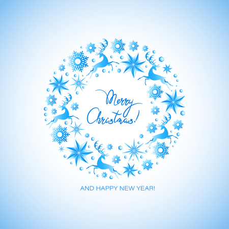 Christmas stars, snow stars, gems, snowflakes. Merry Christmas! Poster, card, invitation card, holiday message. Design of the New Year's concert, entertainment program.のイラスト素材