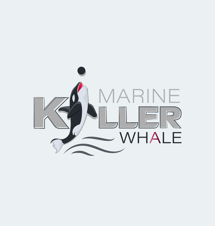Marine predator. Killer whale. Emblem Design for textiles, thematic site, diving club and spearfishing.のイラスト素材