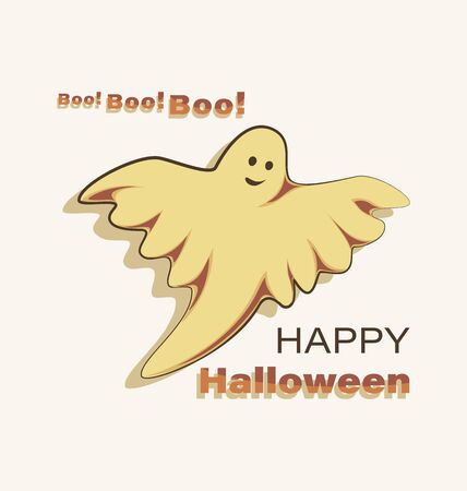 Halloween Ghost, phantom. Icon. Scary ghostly monster. Cute cartoon spooky character.のイラスト素材