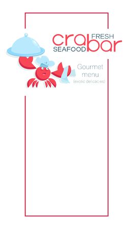 Menu template. Crab bar. Menu design elements. The background is white. Vector illustration of a seafood menu with place for food prices.のイラスト素材