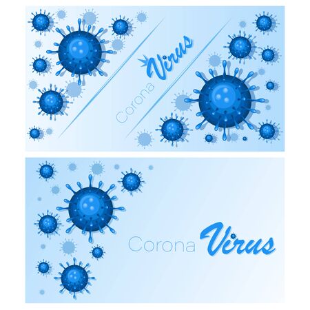 Corona Virus. Set. Background, poster, frame. Covid-19.  Infection. Vector illustration for science and medical use, informing, prevention and spread of viral infections.のイラスト素材