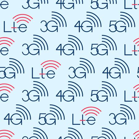 Lte. Network sign 3G, 4G,5g. Vector pattern. Five generation of internet symbol. 5g technology icon. High speed internetのイラスト素材