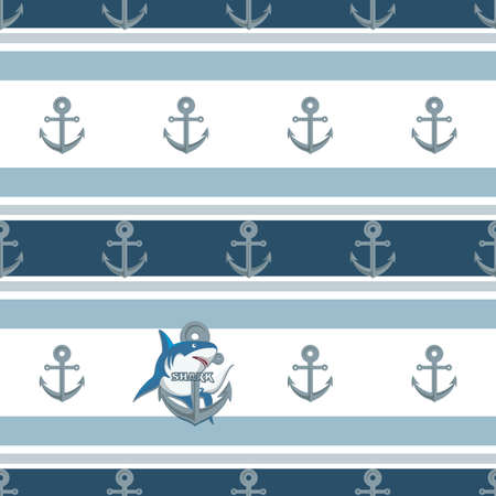 Shark. Anchor pattern. Vector background with a shark. Design for textiles, packaging materials, background imageのイラスト素材
