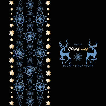 Christmas deers, garland. Greeting card, poster. Holiday vector decoration. Winter holiday templateのイラスト素材