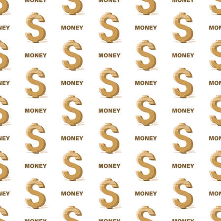 Dollar sign. Vector money background. Dollar seamless pattern on white background. Business concept. American money sign. Concept. Design for business project, website. Vector illustrationのイラスト素材