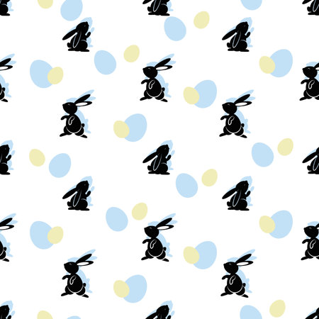 Easter bunny. Vector background. Spring holiday. Template design with rabbit silhouette and eggsのイラスト素材