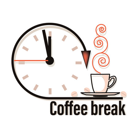 Coffee time icon, emblem. Linear symbol for web and mobile phone on white background. Coffee cup.のイラスト素材