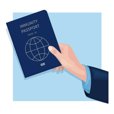 Hand holding vaccination passport  for foreigners. Medical document or health passportのイラスト素材