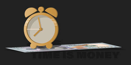 Time. Money. Hundred dollar bills. American money sign, hundred dollar bills on dark background.のイラスト素材