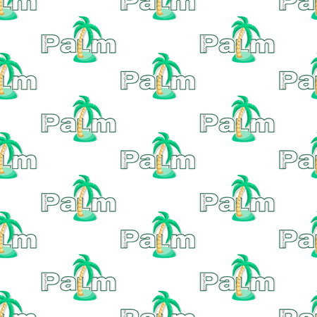 Palm tree. Vector background, isolated icon, emblem with palmon the seashore. Design for textiles, landscape, ecological project, thematic site. Vector illustration.のイラスト素材