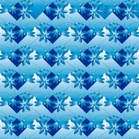 Winter floral ornament. Vector pattern with snowdrops. Geometric seamless pattern, background image.のイラスト素材