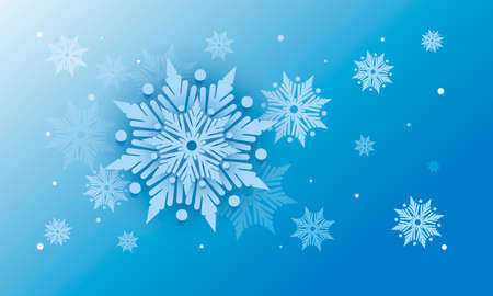 Christmas snowflakes poster. Winter background, festive template. Design for New Year greetings.のイラスト素材