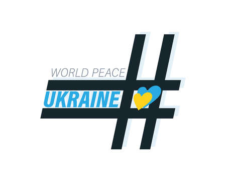 WORLD PEACE. Hashtag Ukraine. Symbol heart icon. Design template elements. Trending topicのイラスト素材