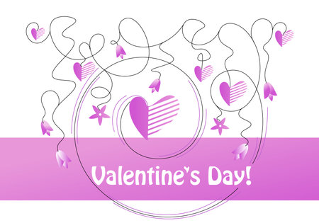 Valentines card. Valentines Day. Vector greeting poster with lilac purple tulip. Holiday backgroundのイラスト素材