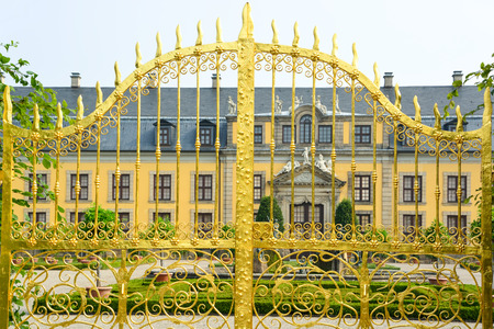 Golden gate in Herrenhausen Gardens, Hannover, Germany  Royal Gardens at Herrenhausen are one of the most distinguished baroque formal gardens of Europeのeditorial素材