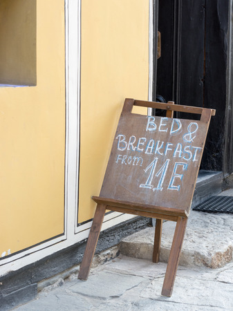 Old sign of a hotel, Plovdiv, Bulgariaの写真素材