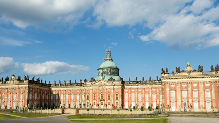 The New Palace is a palace situated in Sanssouci Royal Park in Potsdam, Germany. The building was begun in 1763 under Frederick the Great and was completed in 1769.のeditorial素材