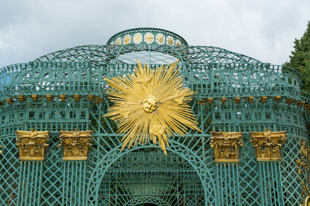 Golden star badge on the royal pavilion in the palace garden of Schloss Sanssouci in Potsdam, Germanyのeditorial素材
