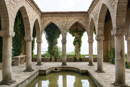 Roman bath in the yard of Balchik palace, Varna Province, Bulgariaの写真素材