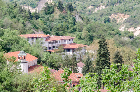 Top view of houses in historic Melnik Bulgariaのeditorial素材
