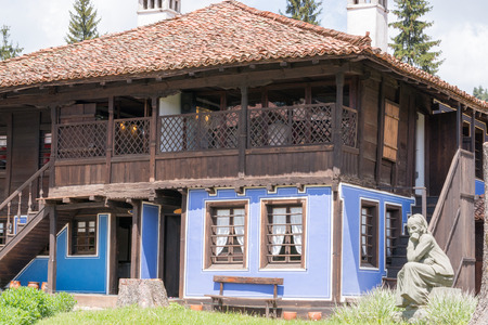 Street view of typical Bulgarian architecture Koprivshtitsa Bulgariaのeditorial素材