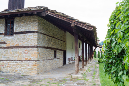 Street view of typical old Bulgarian architecture, Tryavna, Bulgariaのeditorial素材
