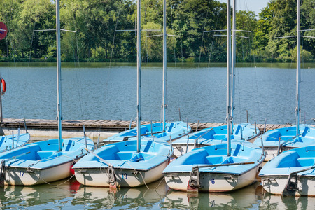 Many boats in a summer day, Maschsee, Hannover, Germanyのeditorial素材