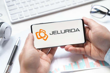 Russia Moscow 08.06.2021 Logo of public blockchain token NXT, Jelurida. Decentralized asset exchange. Issue, trade crypro coins, cryptocurrrency.のeditorial素材