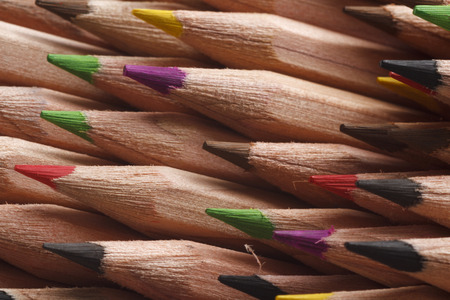 Coloured pencils in many different colorsの写真素材