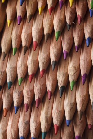 Coloured pencils in many different colorsの写真素材