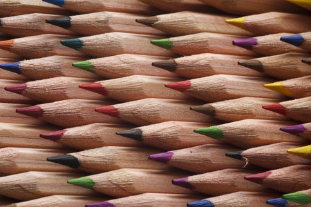 Coloured pencils in many different colorsの写真素材