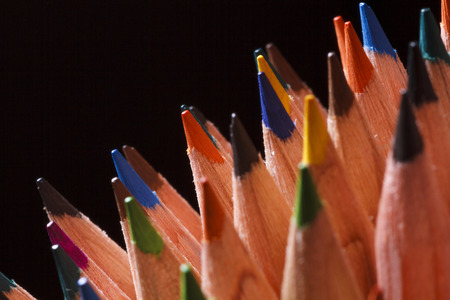 Coloured pencils in many different colorsの写真素材