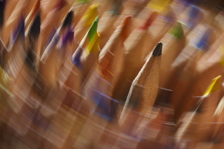 Edition rotating coloured pencils in many different colorsの写真素材