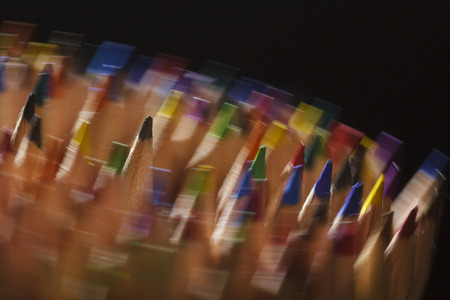 Edition rotating coloured pencils in many different colorsの写真素材