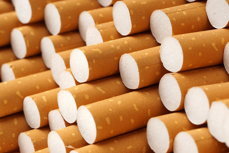 Cigarette filters background, close up from the back.の写真素材