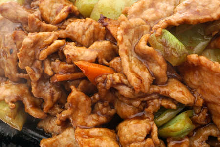 Chinese food. Fried chicken terrine with vegetables. Closeup.の写真素材